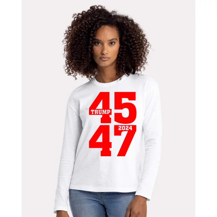 45 47 Trump 2024 Funny Trump 2024 Womens Cotton Relaxed Long Sleeve T-Shirt