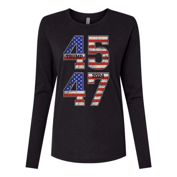 45 47 Trump 2024 Funny Trump 2024 Womens Cotton Relaxed Long Sleeve T-Shirt