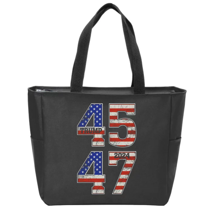 45 47 Trump 2024 Funny Trump 2024 Zip Tote Bag