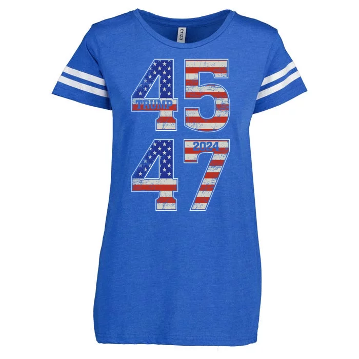 45 47 Trump 2024 Funny Trump 2024 Enza Ladies Jersey Football T-Shirt