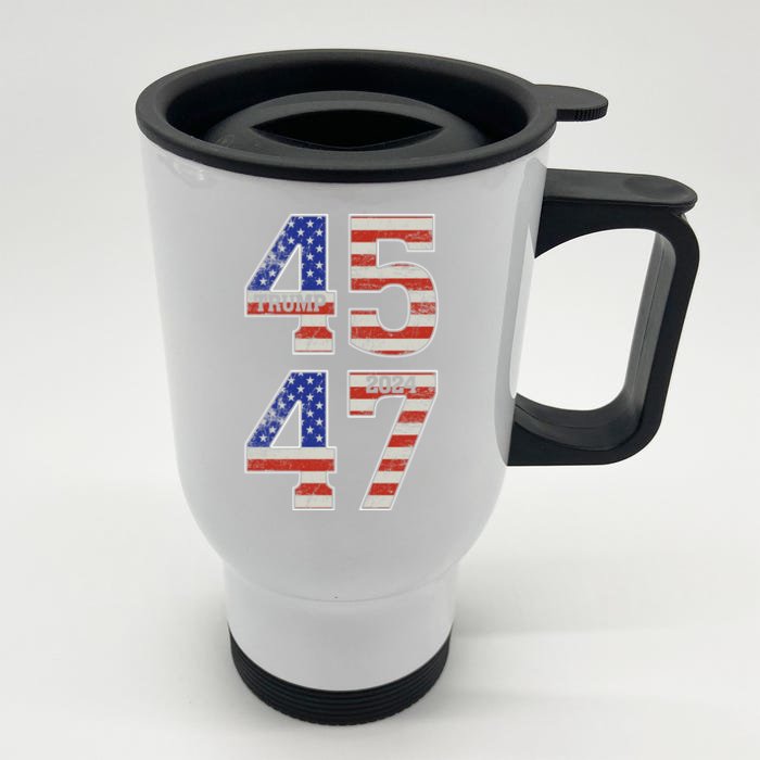 45 47 Trump 2024 Funny Trump 2024 Front & Back Stainless Steel Travel Mug