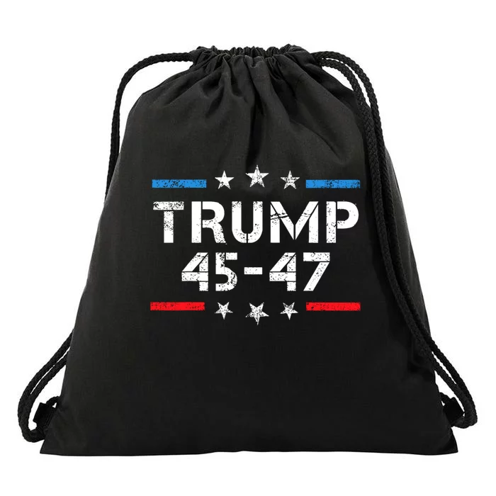 45 47 Trump 2024 American Flag Drawstring Bag