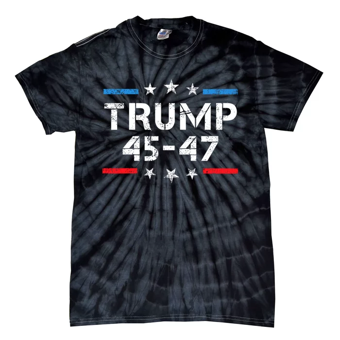 45 47 Trump 2024 American Flag Tie-Dye T-Shirt