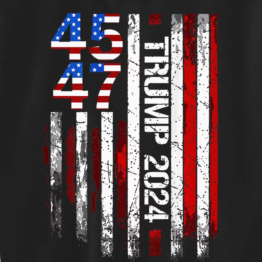 45 47 Trump 2024 American Flag Kids Sweatshirt