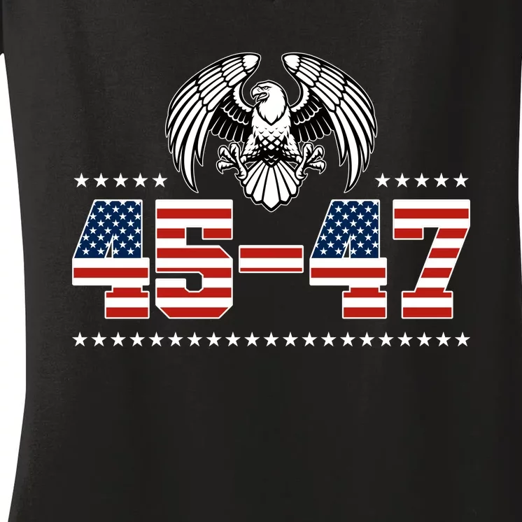 45 47 Trump Wins 2024 Election Women's V-Neck T-Shirt