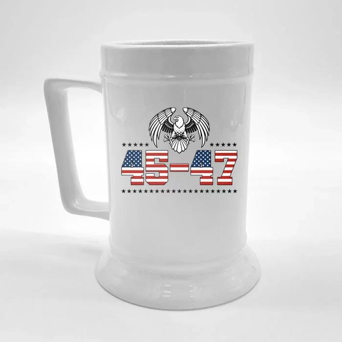 45 47 Trump Wins 2024 Election Front & Back Beer Stein