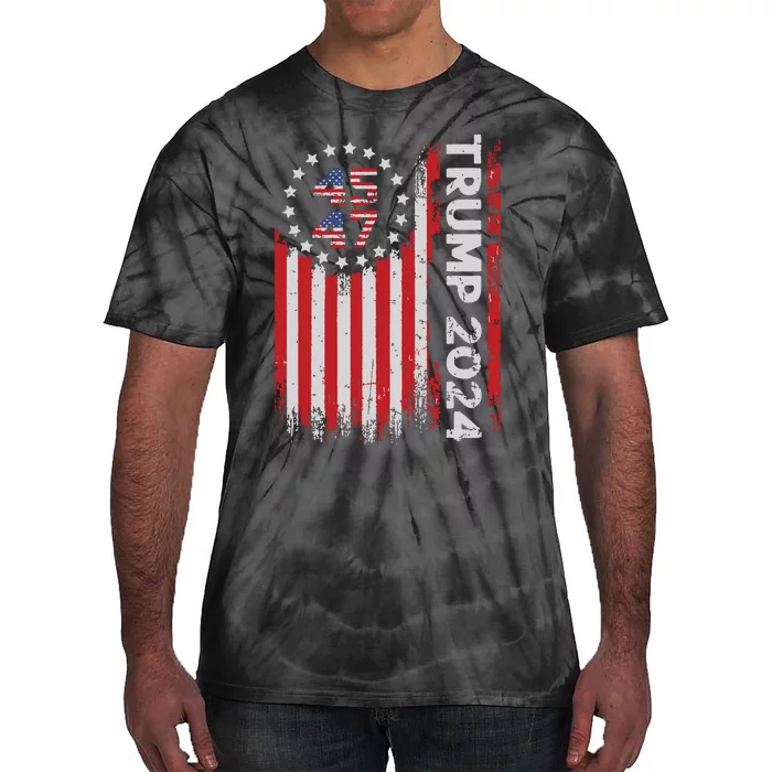 45 47 Trump 2024 American Flag Tie-Dye T-Shirt