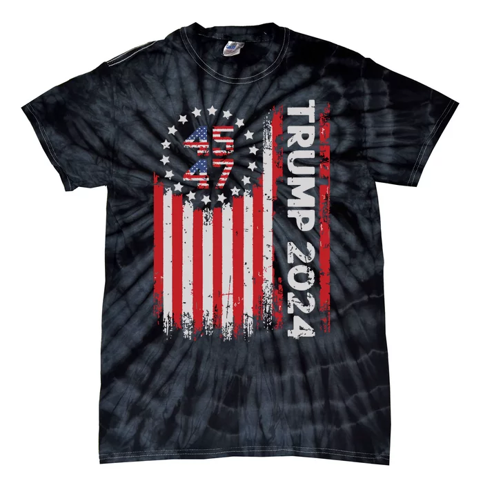 45 47 Trump 2024 American Flag Tie-Dye T-Shirt