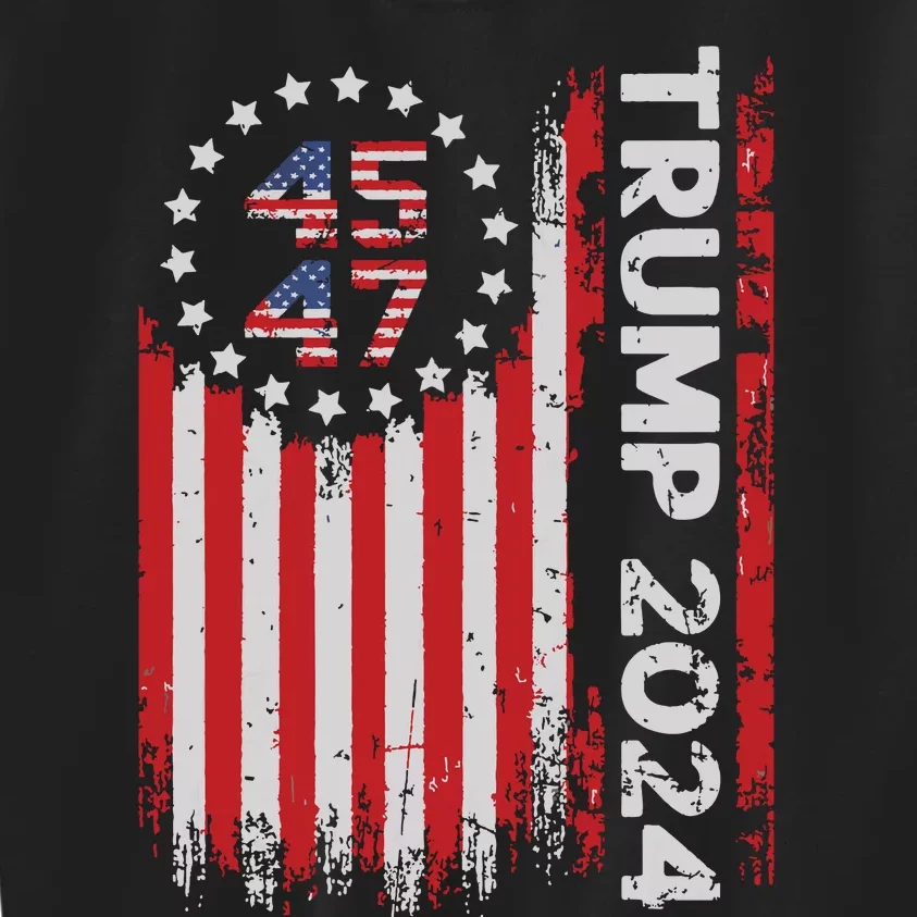 45 47 Trump 2024 American Flag Kids Sweatshirt