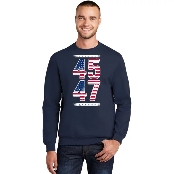 45 47 Trump Vintage Usa Flag 2024 Tall Sweatshirt