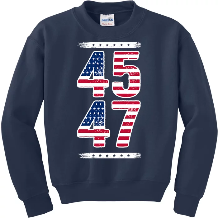 45 47 Trump Vintage Usa Flag 2024 Kids Sweatshirt