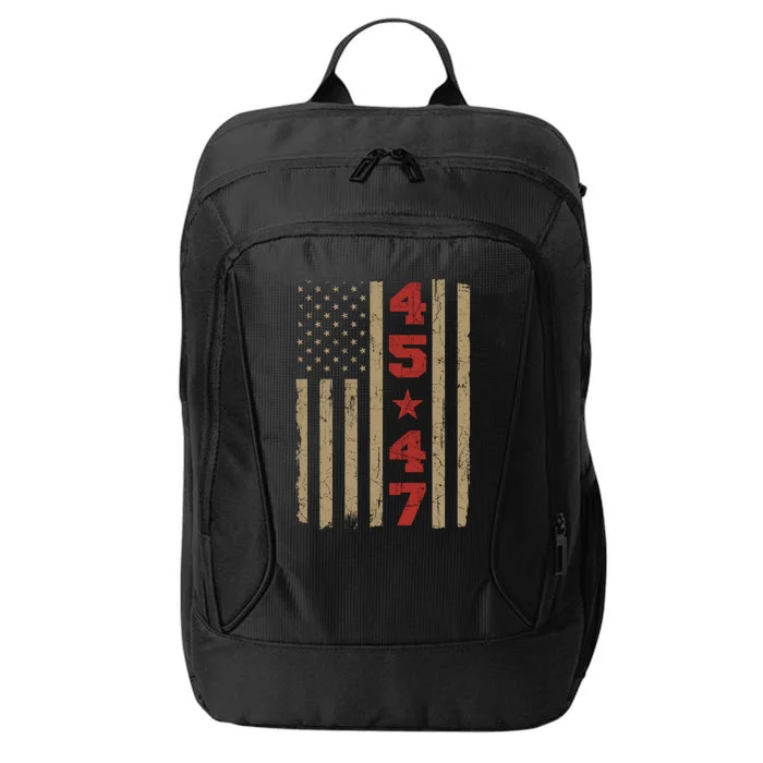 45 47 Trump Vintage Usa Flag 2024 President Election Politic City Backpack