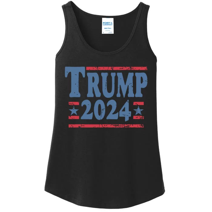 45 47 Trump 2024 American Flag Ladies Essential Tank