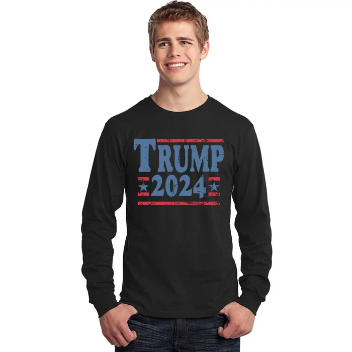 45 47 Trump 2024 American Flag Tall Long Sleeve T-Shirt