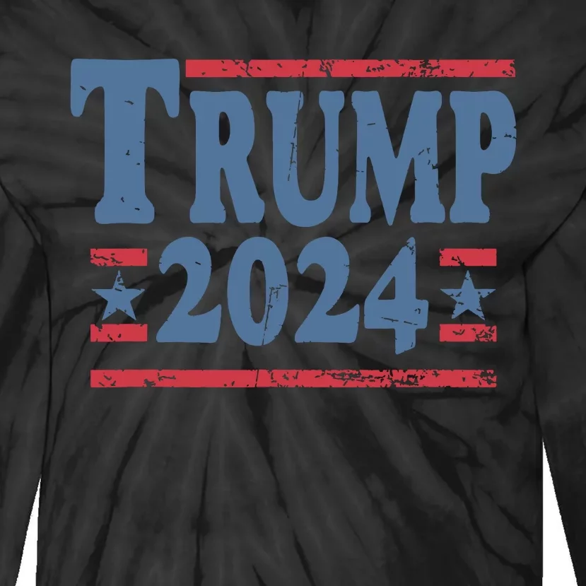 45 47 Trump 2024 American Flag Tie-Dye Long Sleeve Shirt