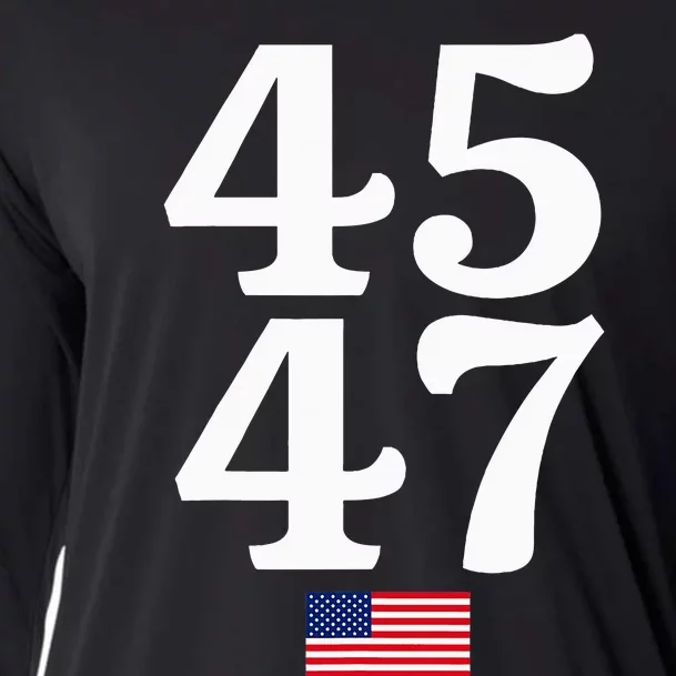 45 47 Trump 2024 Usa American Flag Cooling Performance Long Sleeve Crew