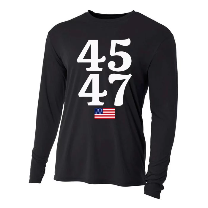 45 47 Trump 2024 Usa American Flag Cooling Performance Long Sleeve Crew