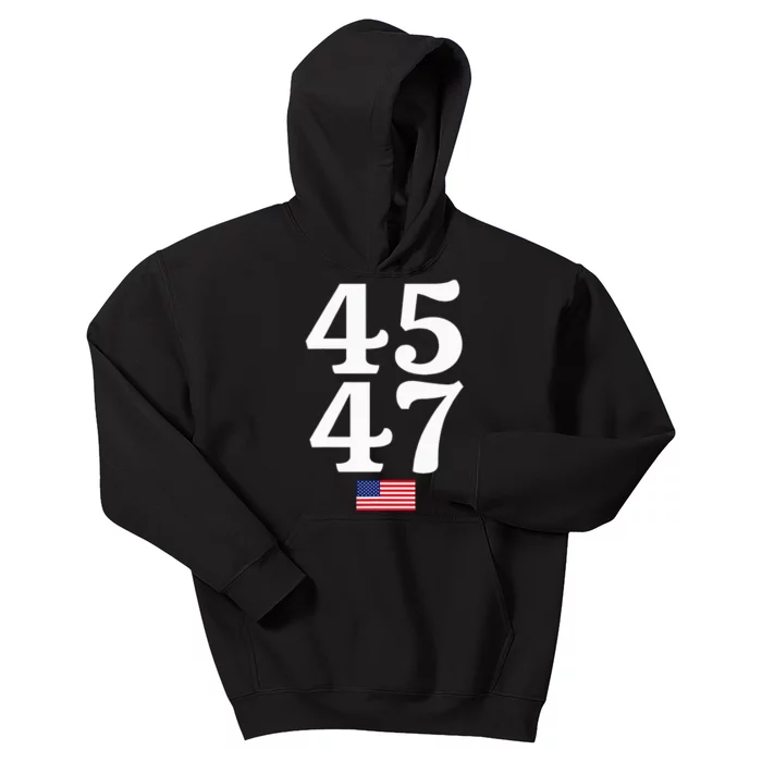 45 47 Trump 2024 Usa American Flag Kids Hoodie