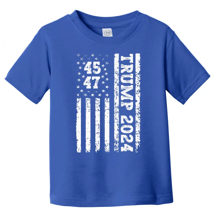 45 47 Trump 2024 American Flag Toddler T-Shirt