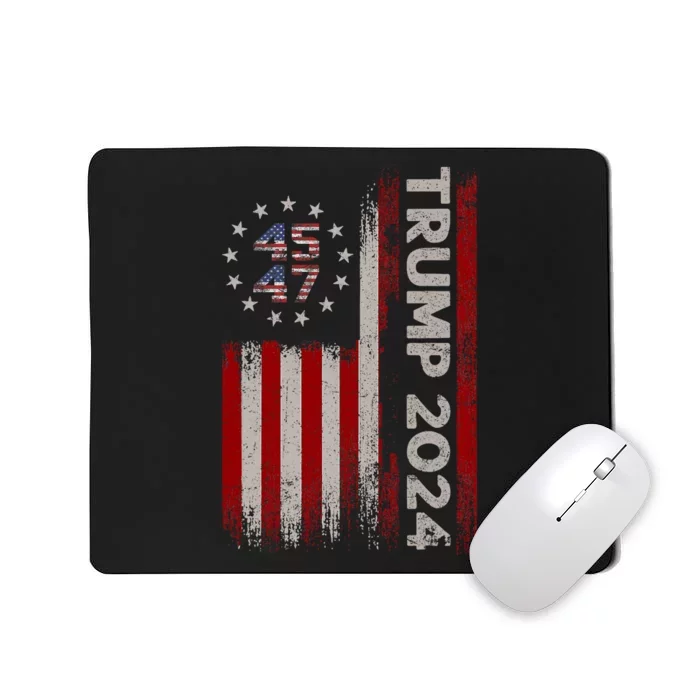 45 47 Trump 2024 American Flag Mousepad