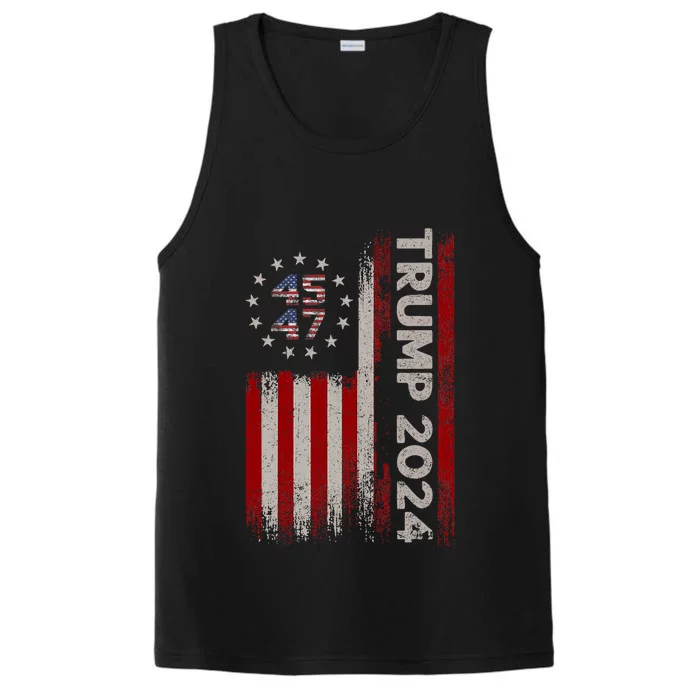 45 47 Trump 2024 American Flag Performance Tank