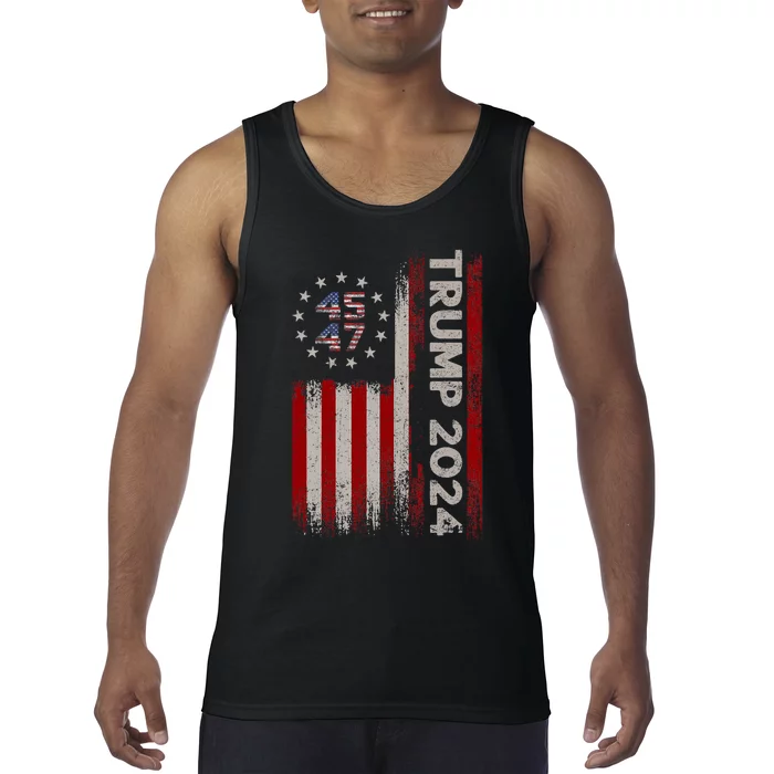 45 47 Trump 2024 American Flag Tank Top