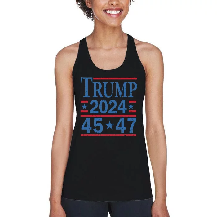 45 47 Trump 2024 American Flag Vote Trump Women's Racerback Tank