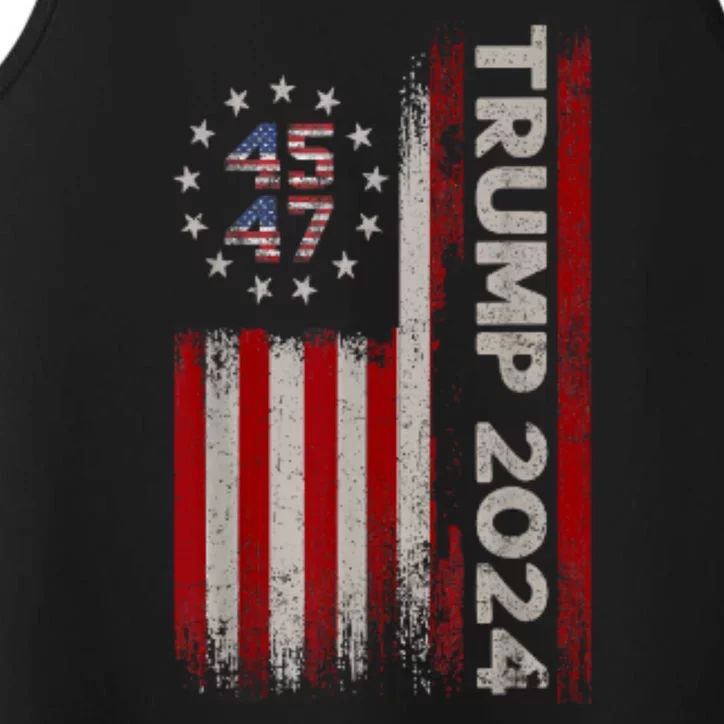 45 47 Trump 2024 American Flag Performance Tank