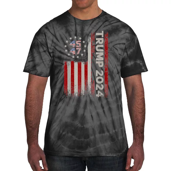 45 47 Trump 2024 American Flag Tie-Dye T-Shirt