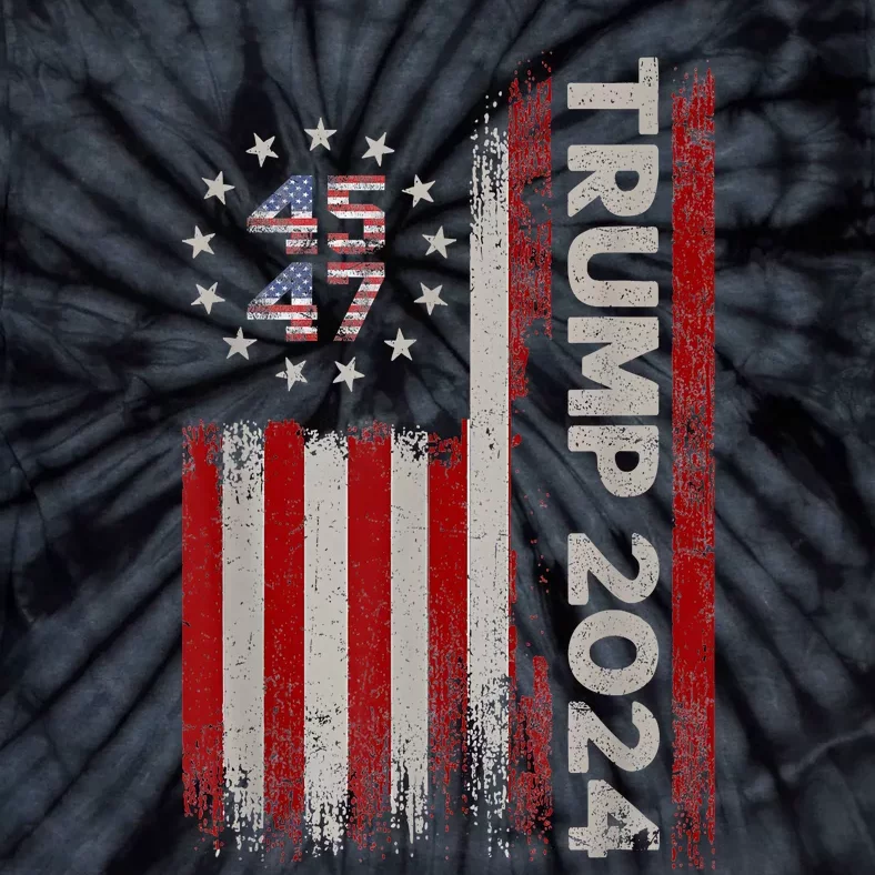 45 47 Trump 2024 American Flag Tie-Dye T-Shirt