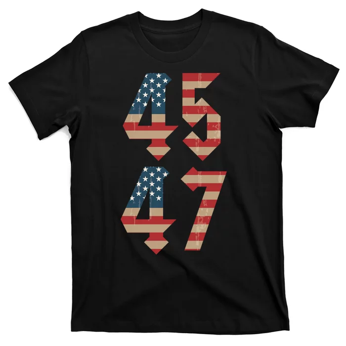 45 47 Trump 2024 Vintage USA American Flag Trump For President MAGA T-Shirt