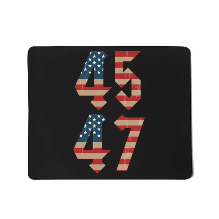 45 47 Trump 2024 Vintage USA American Flag Trump For President MAGA Mousepad