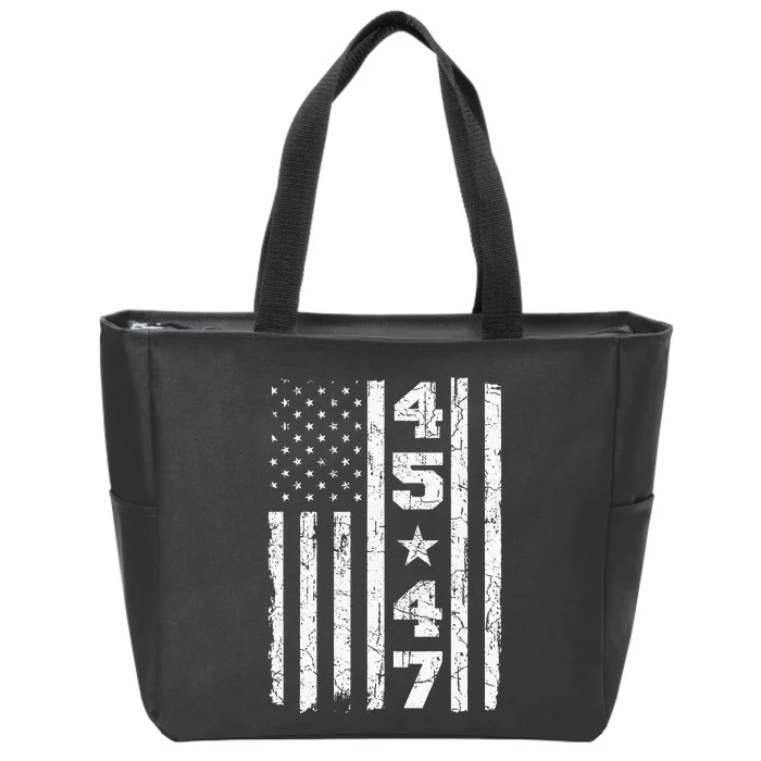 45 47 Trump Vintage Usa Flag 2024 President Election Politic Zip Tote Bag