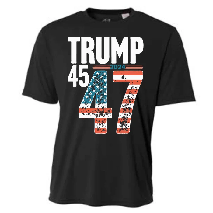 45 47 Trump 2024 American Flag Funny Cooling Performance Crew T-Shirt