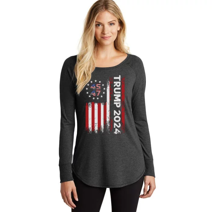 45 47 Trump 2024 American Flag Women's Perfect Tri Tunic Long Sleeve Shirt