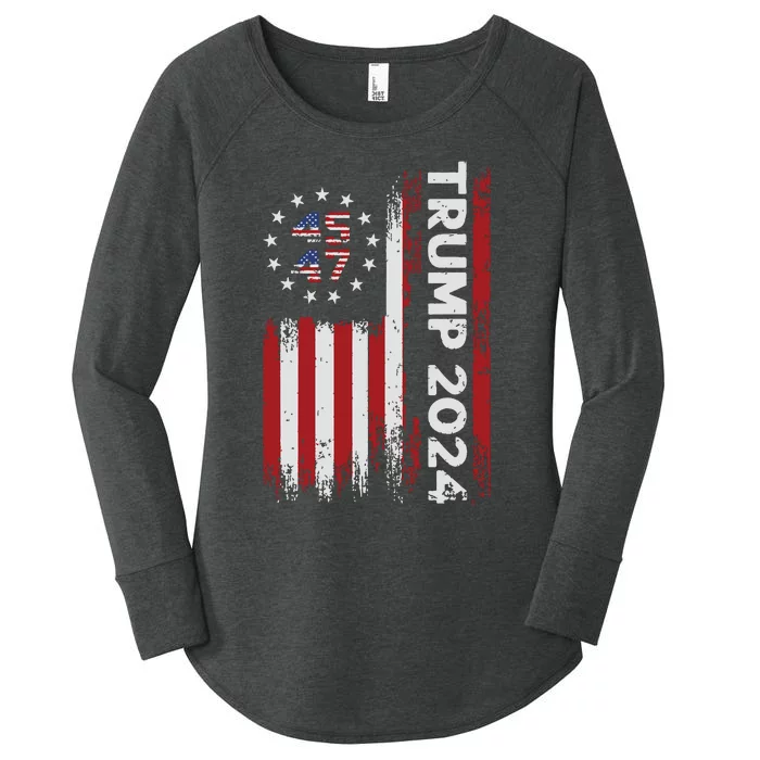 45 47 Trump 2024 American Flag Women's Perfect Tri Tunic Long Sleeve Shirt