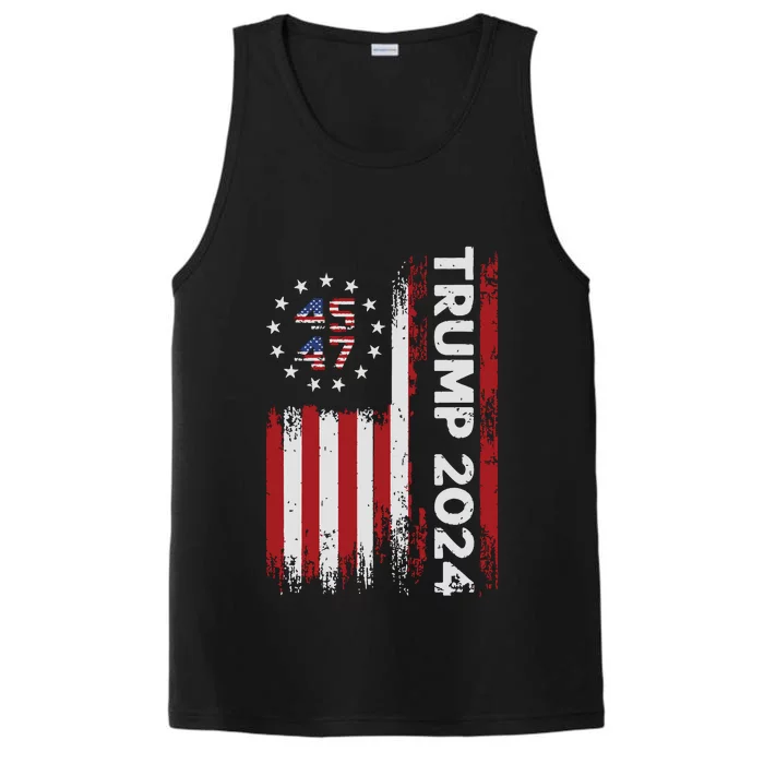 45 47 Trump 2024 American Flag Performance Tank