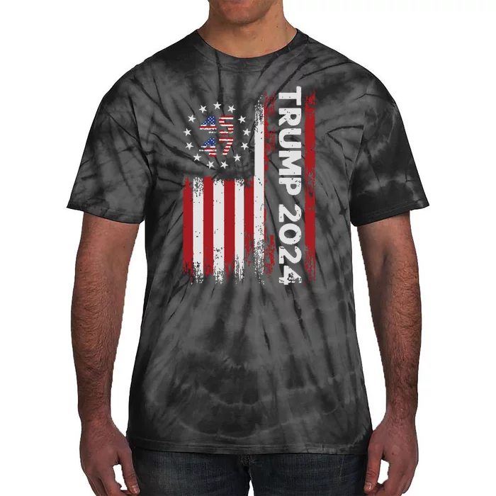 45 47 Trump 2024 American Flag Tie-Dye T-Shirt