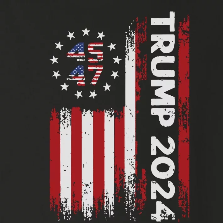 45 47 Trump 2024 American Flag Toddler Long Sleeve Shirt