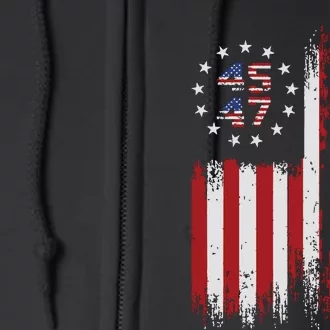 45 47 Trump 2024 American Flag Full Zip Hoodie