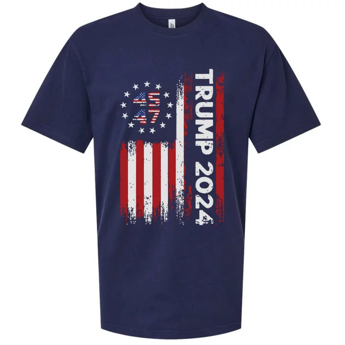 45 47 Trump 2024 American Flag Sueded Cloud Jersey T-Shirt