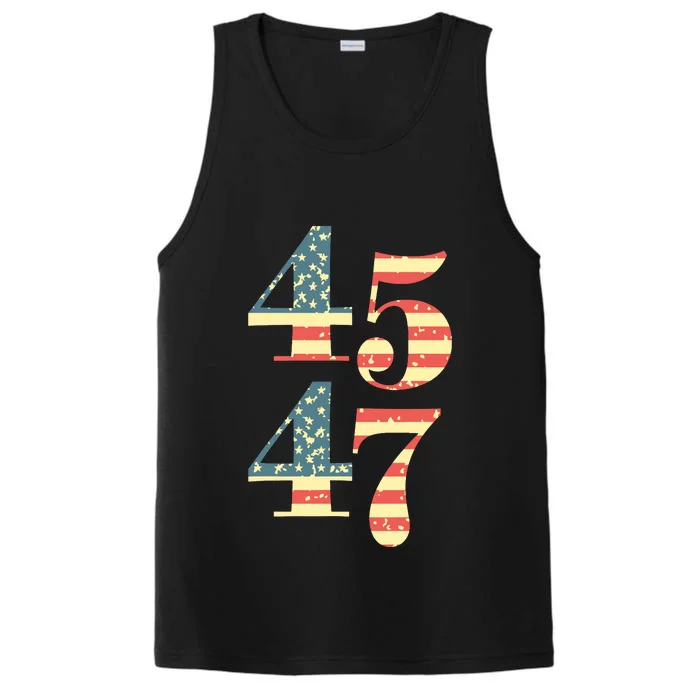 45 47 Trump 2024 Vintage Flag Support Trump 45 47 Performance Tank