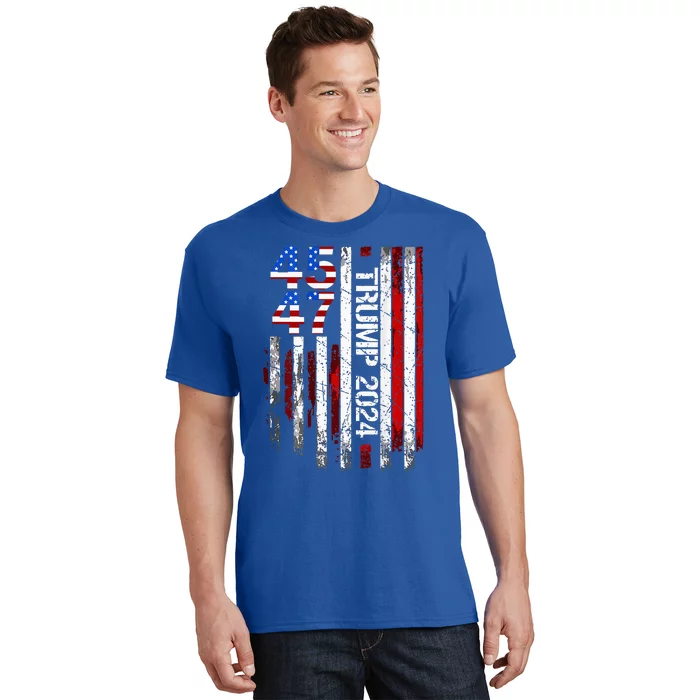 45 47 Trump 2024 American Flag T-Shirt