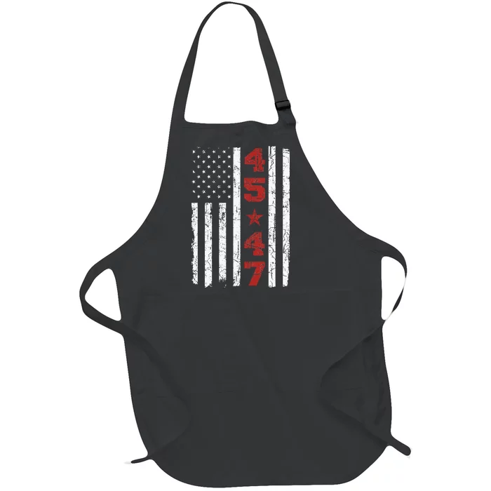 45 47 Trump Vintage Usa Flag 2024 President Election Politic Full-Length Apron With Pocket