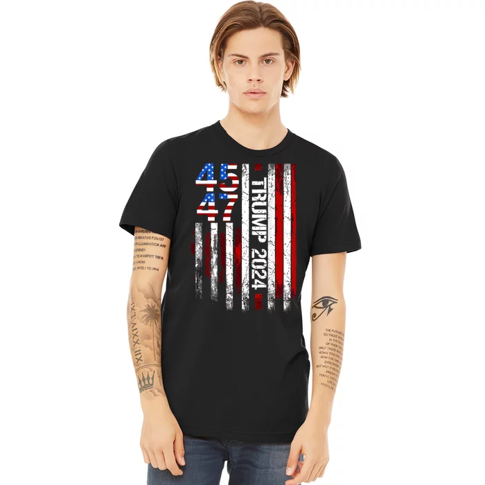 45 47 Trump 2024 American Flag Premium T-Shirt