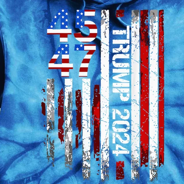 45 47 Trump 2024 American Flag Tie Dye Hoodie