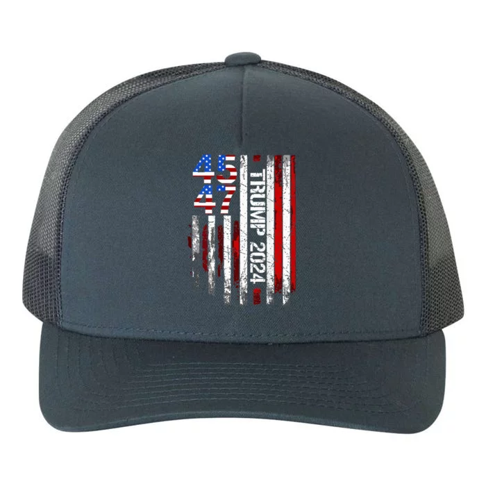 45 47 Trump 2024 American Flag Yupoong Adult 5-Panel Trucker Hat