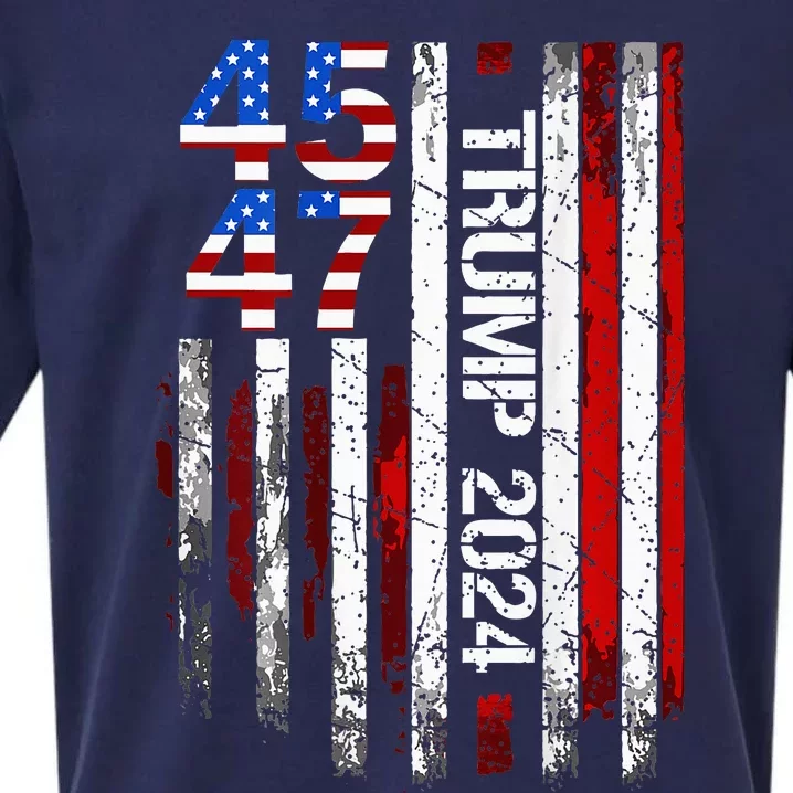 45 47 Trump 2024 American Flag Sueded Cloud Jersey T-Shirt