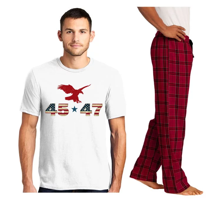 45 47 Trump 2024 President Election Patriotic Eagle Usa Flag Pajama Set