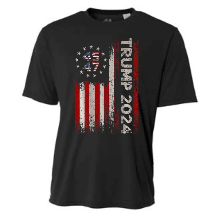 45 47 Trump 2024 American Flag Cooling Performance Crew T-Shirt